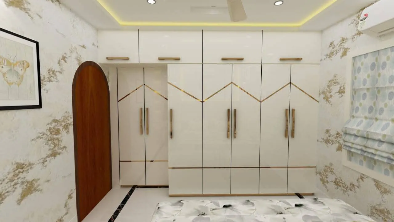 Sliding wardrobe design with acrylic finish Kolkata