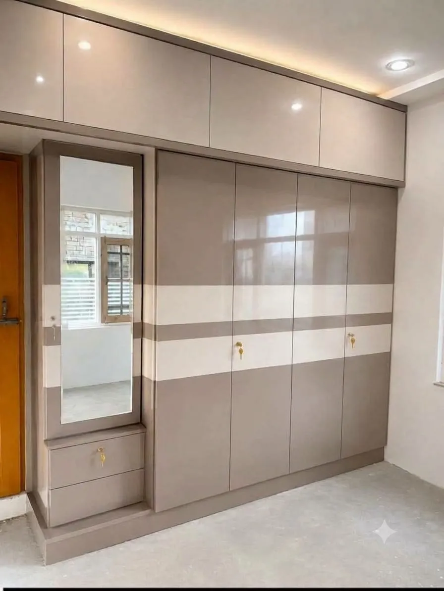 Residential interior project in Garia with coordinated lighting, wall finishes, furniture and space planning.