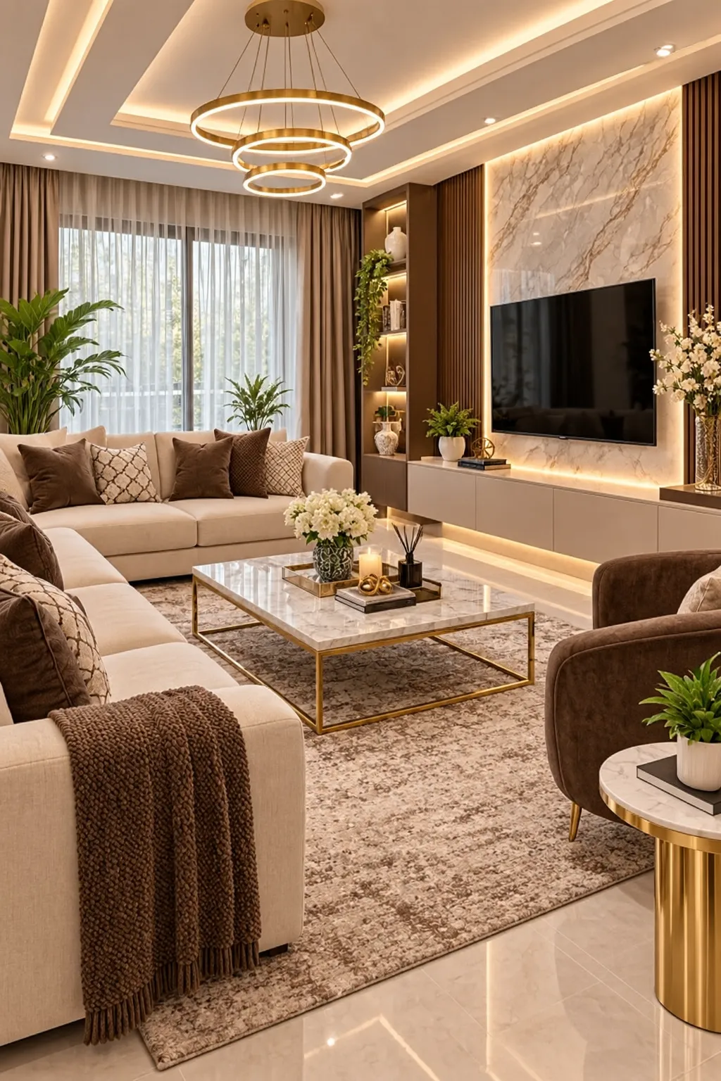 Contemporary interior design in Dum Dum, Kolkata, showcasing stylish furniture, textured wall finishes, modern ceiling details, ambient lighting and carefully selected materials to create a refined and comfortable living space by Agnimitra Interior Design.