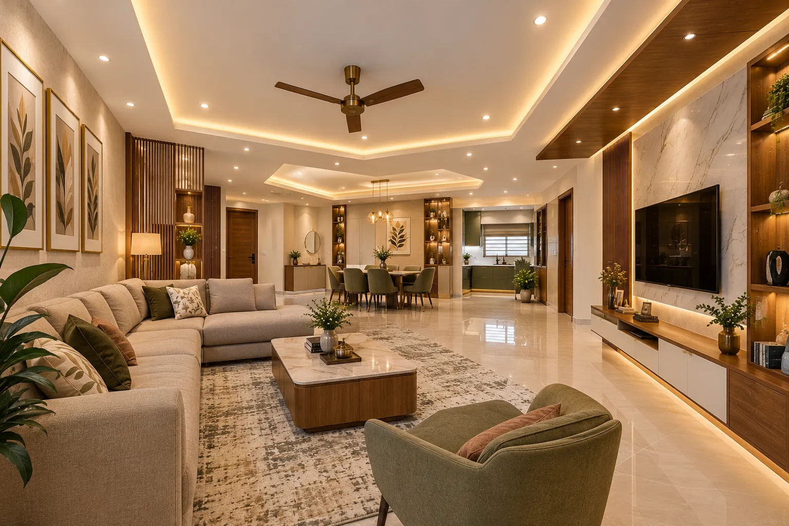 Contemporary Living Space Interior Design in Diamond Harbour  Agnimitra Interior Design