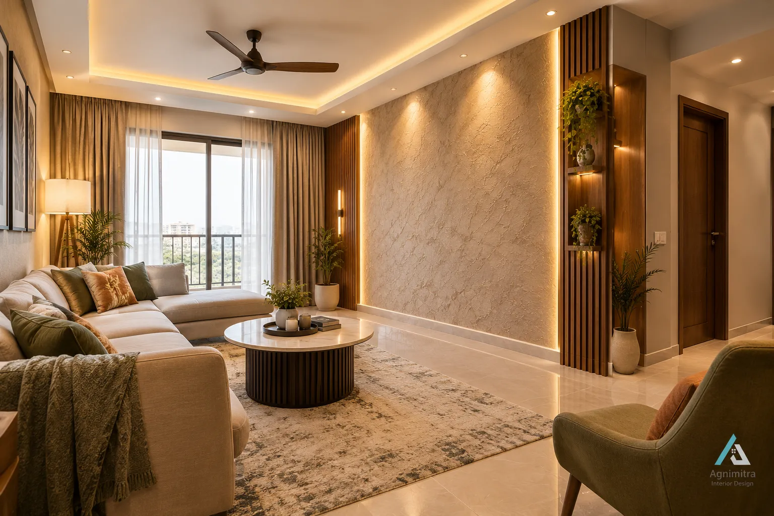 Agnimitra Interior Design offers wall texture design services in Diamond Harbour for modern homes, flats and apartments. Our decorative wall design solutions include textured accent walls, contemporary wall finishes, stylish bedroom feature walls and elegant living room wall treatments. We focus on selecting colours, patterns and textures that complement furniture, lighting and the overall interior design theme. Our wall texture designs help homeowners add visual depth and character to residential spaces while keeping the design practical and suited to their preferences and budget.