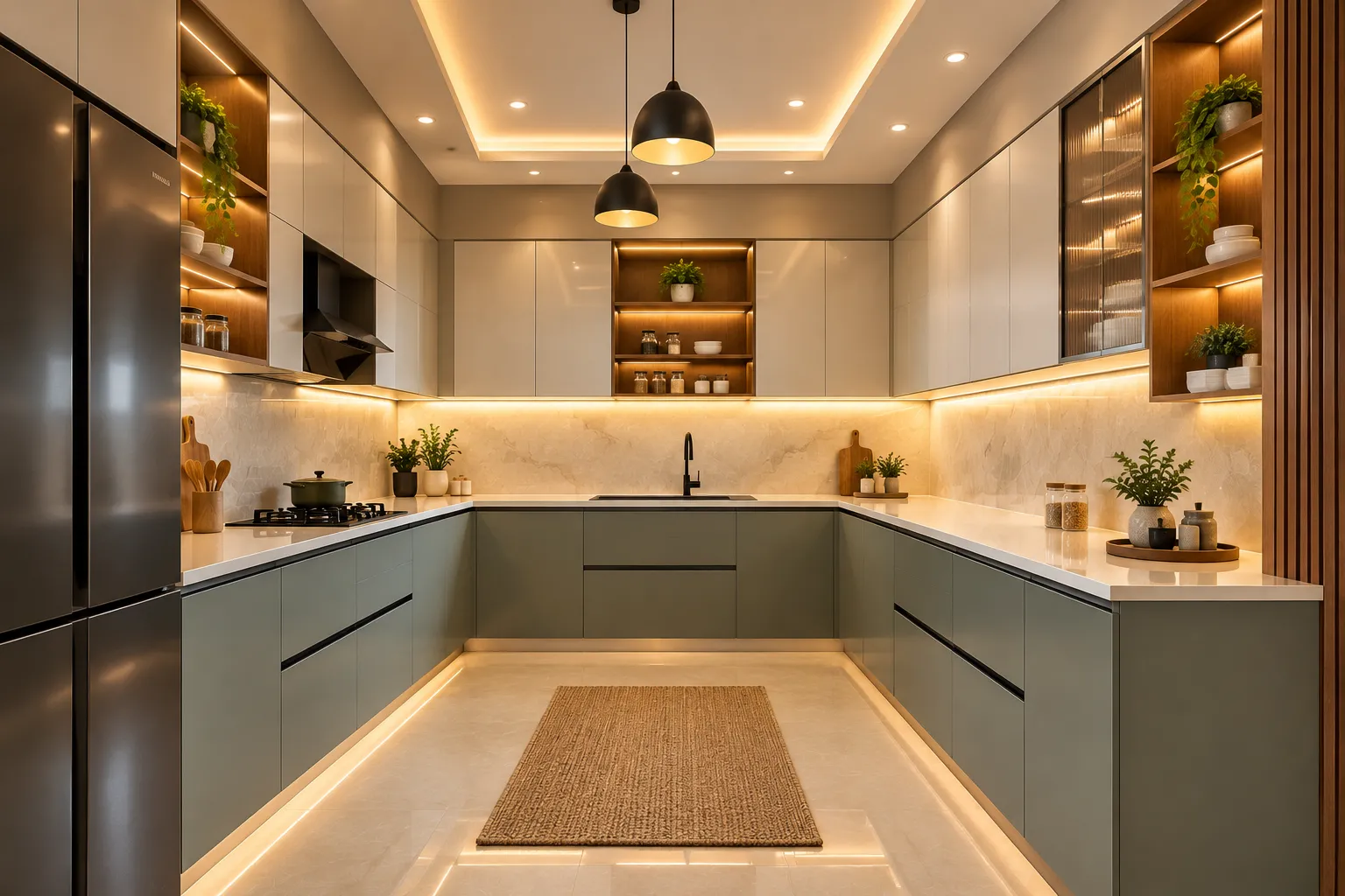 Agnimitra Interior Design provides modular kitchen design in Diamond Harbour, with customised kitchen cabinets, smart storage solutions, durable countertops, functional layouts and coordinated lighting. Our kitchen interior design services focus on making efficient use of available space while balancing style, convenience and everyday cooking needs. We help homeowners plan practical and attractive modular kitchens for houses and flats according to their requirements and budget.