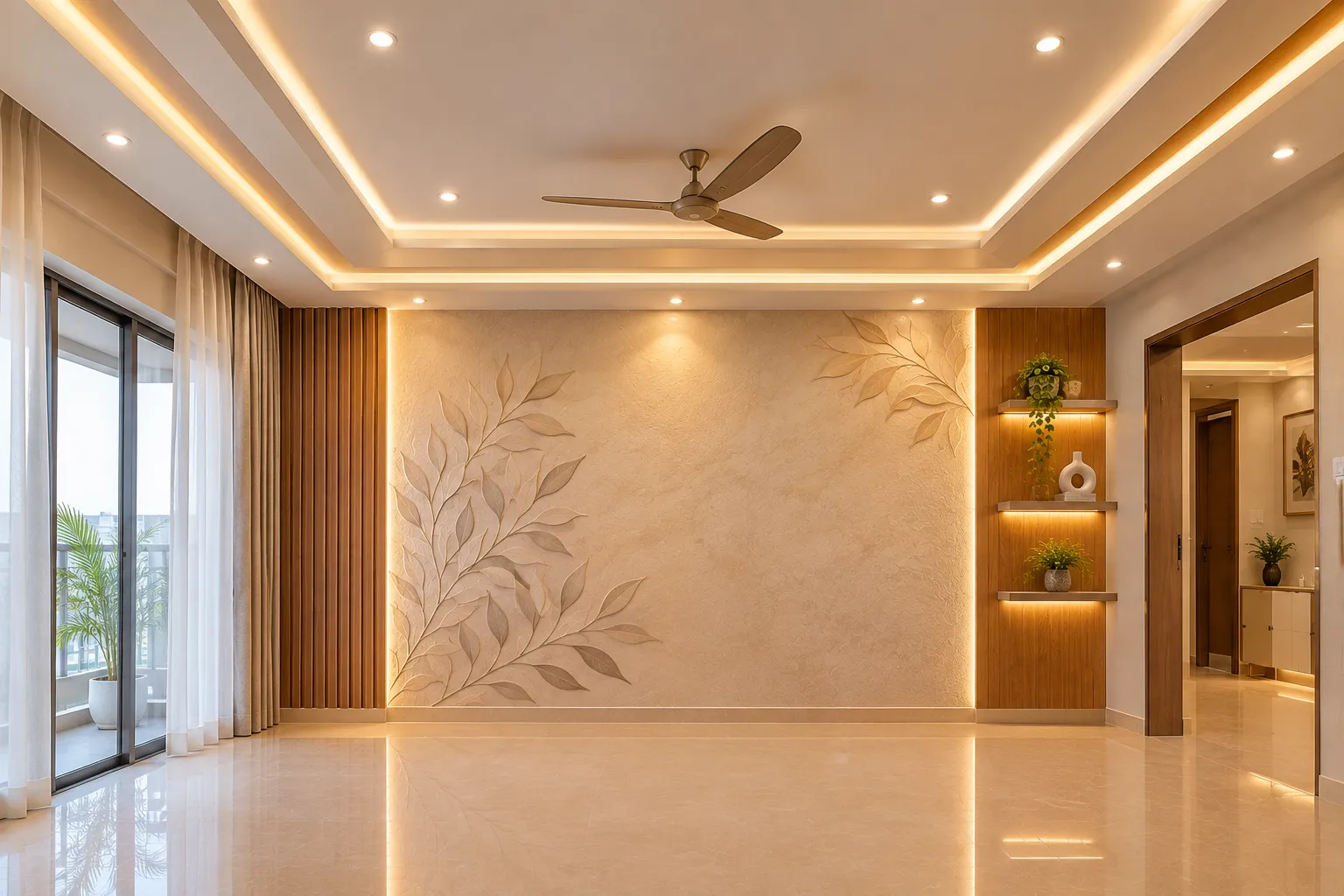 Enhance your home with modern wall texture design in Haridevpur, Kolkata. Agnimitra Interior Design explores decorative wall finishes, feature walls and coordinated colour combinations to complement living rooms, bedrooms and other residential spaces. Thoughtful texture selection adds visual interest while maintaining harmony with your furniture, lighting and overall home interior design.